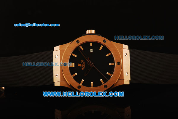 Hublot Classic Fusion Swiss ETA 2824 Automatic Rose Gold Case with Black Dial and Black Rubber Strap - 1:1 Original - Click Image to Close