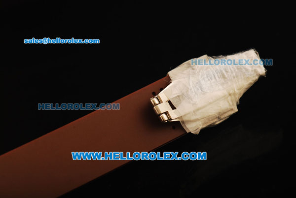Hublot MDM Chronograph Swiss ETA Quartz Steel Case with Diamond Bezel and Brown Dial-Brown Rubber Strap - Click Image to Close