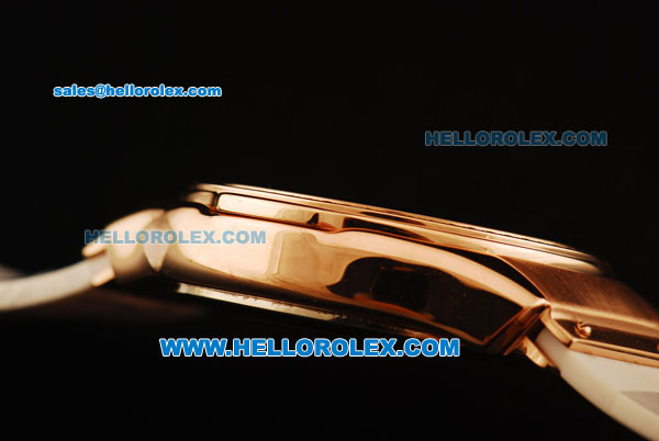 Hublot MDM Chronograph Swiss ETA Quartz Rose Gold Case with Diamond Bezel and White MOP Dial-White Rubber Strap - Click Image to Close