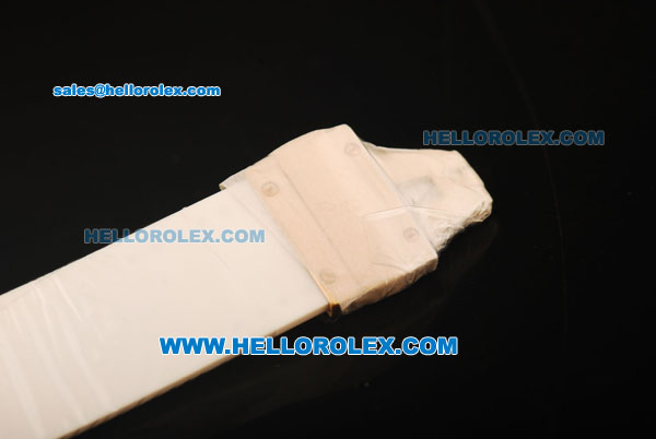 Hublot MDM Chronograph Swiss ETA Quartz Rose Gold Case with Diamond Bezel and White MOP Dial-White Rubber Strap - Click Image to Close