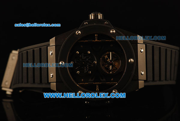 Hublot Tourbillon Vendome Limited Edition Automatic PVD Case with Black Dial and Black Rubber Strap - Click Image to Close