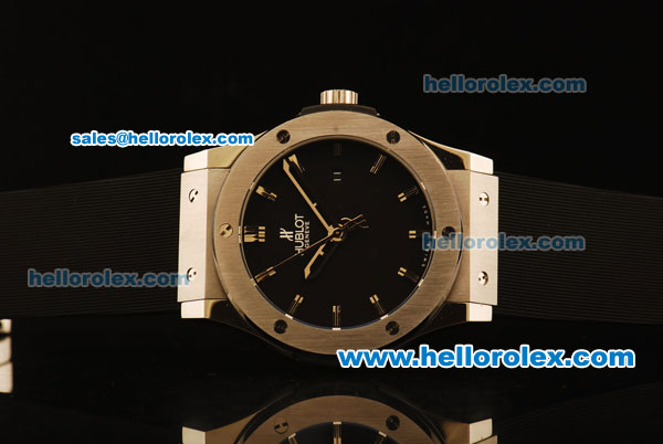 Hublot Classic Fusion Automatic Steel Case with PVD Bezel and Black Dial - ETA Coating - Click Image to Close