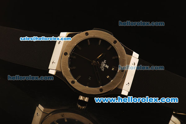 Hublot Classic Fusion Automatic Steel Case with PVD Bezel and Black Dial - ETA Coating - Click Image to Close