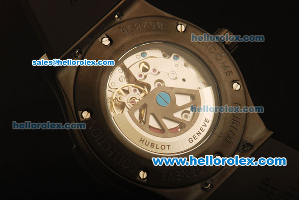 Hublot Classic Fusion Automatic PVD Case with Black Dial and Black Rubber Strap - ETA Coating - Click Image to Close