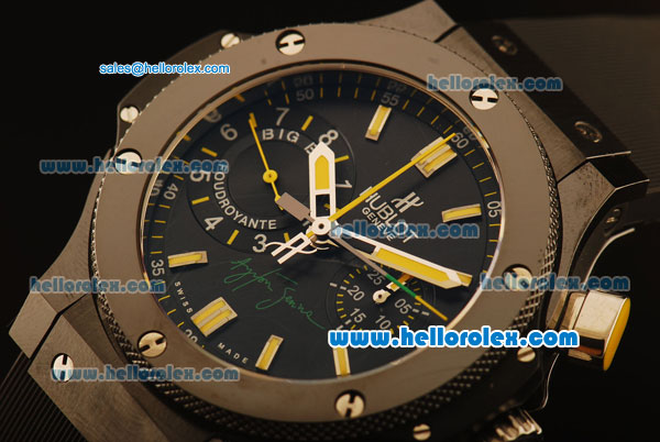 Hublot Big Bang Swiss Valjoux 7750 Automatic PVD Case with Black Dial and Black Rubber Strap - Click Image to Close