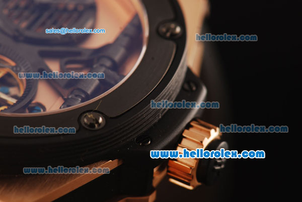 Hublot Big Bang Tourbillon Automatic Rose Gold Case with Ceramic Bezel and Black Rubber Strap-7750 Coating - Click Image to Close