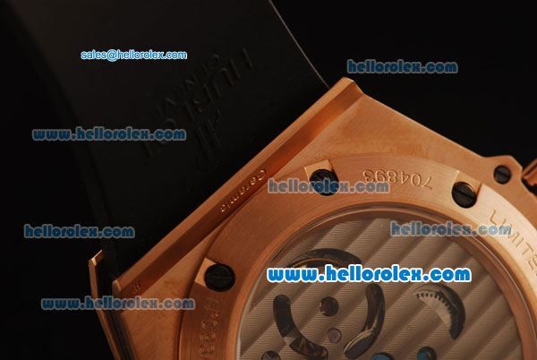 Hublot Big Bang Tourbillon Automatic Rose Gold Case with Ceramic Bezel and Black Rubber Strap-7750 Coating - Click Image to Close