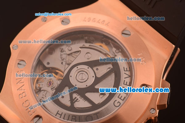 Hublot Big Bang Chronograph Hub 4100 Rose Gold Case with PVD Bezel and Black Dial 1:1 - Click Image to Close