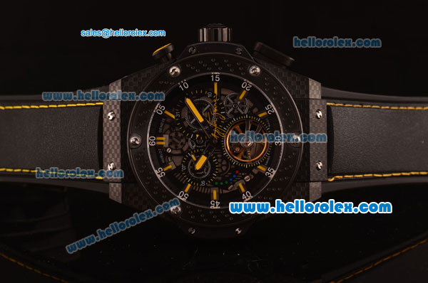 Hublot Big Bang Tourbillon Automatic PVD Case with Black Dial and Black Rubber Strap - Click Image to Close