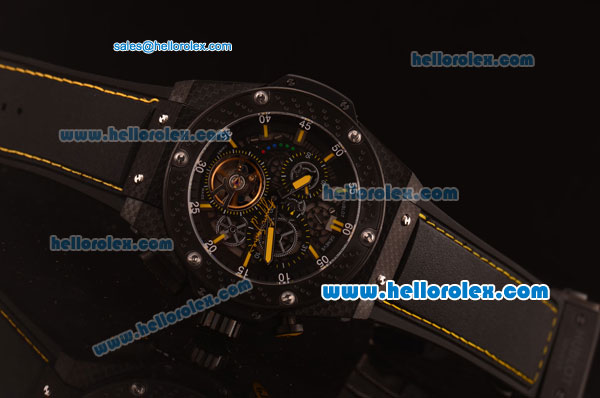 Hublot Big Bang Tourbillon Automatic PVD Case with Black Dial and Black Rubber Strap - Click Image to Close