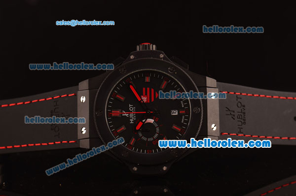 Hublot Limited Edition Quartz PVD Case with Black Dial and Black Rubber Strap - Click Image to Close