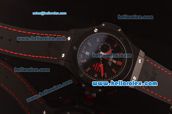 Hublot Limited Edition Quartz PVD Case with Black Dial and Black Rubber Strap - Click Image to Close