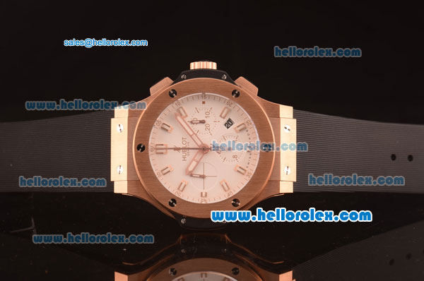 Hublot Big Bang Hub4100 Rose Gold Case with White Dial and Black Rubber Strap-1:1 Original - Click Image to Close