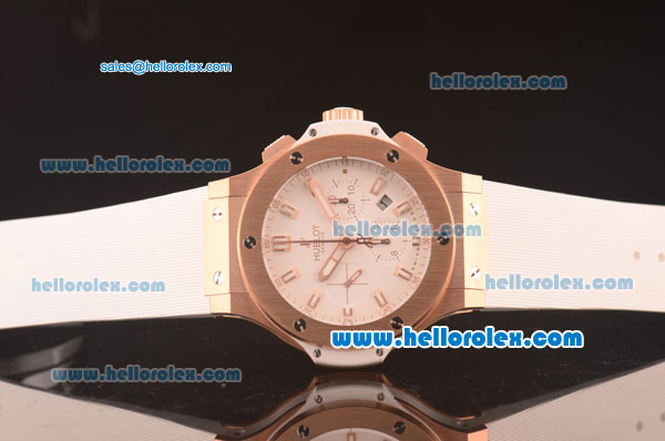 Hublot Big Bang Hub4100 Rose Gold Case with White Dial and White Rubber Strap-1:1 Original - Click Image to Close