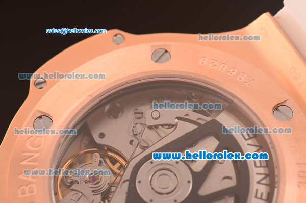 Hublot Big Bang Hub4100 Rose Gold Case with White Dial and White Rubber Strap-1:1 Original - Click Image to Close