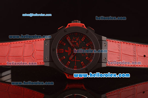 Hublot Big Bang Swiss Valjoux 7750 Automatic Ceramic Case with Black Dial and Red Markers - Click Image to Close