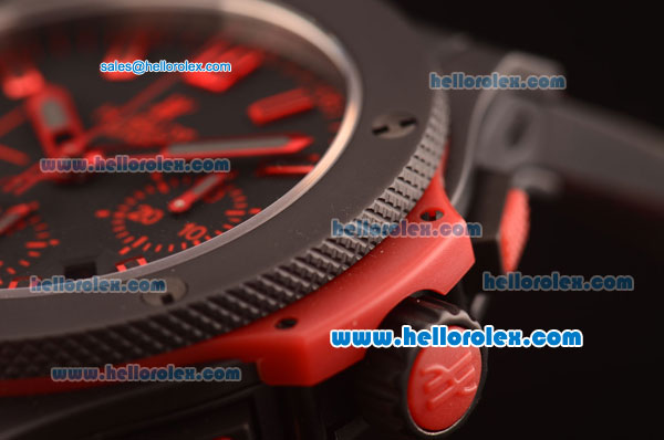 Hublot Big Bang Swiss Valjoux 7750 Automatic Ceramic Case with Black Dial and Red Markers - Click Image to Close