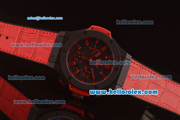 Hublot Big Bang Swiss Valjoux 7750 Automatic Ceramic Case with Black Dial and Red Markers - Click Image to Close