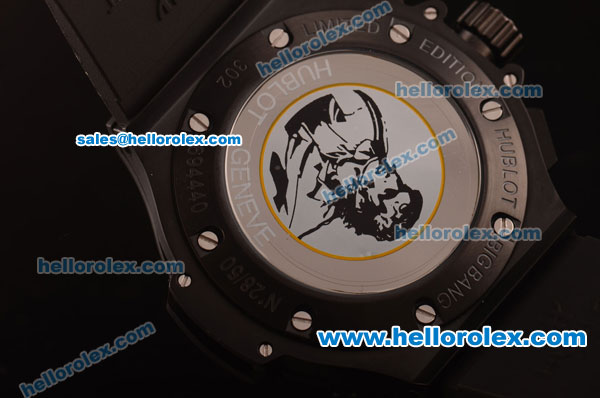 Hublot Limited Edition Chronograph Miyota Quartz PVD Case with Black Dial and Black Leather Strap-7750 Coating - Click Image to Close