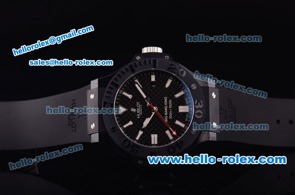 Hublot Big Bang King Swiss Valjoux 7750 Automatic Ceramic Case with Black Carbon Fiber Dial and Black Rubber Strap - Click Image to Close