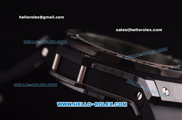 Hublot Big Bang Swiss Valjoux 7750 Automatic Ceramic Case with Baguette Diamond Bezel and Black Dial - Click Image to Close