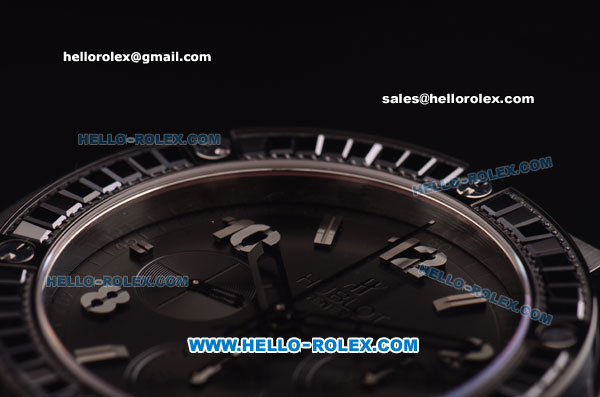 Hublot Big Bang Swiss Valjoux 7750 Automatic Ceramic Case with Baguette Diamond Bezel and Black Dial - Click Image to Close
