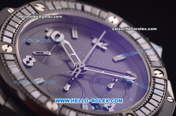 Hublot Big Bang Swiss Valjoux 7750 Automatic Ceramic Case with Baguette Diamond Bezel and Black Dial - Click Image to Close
