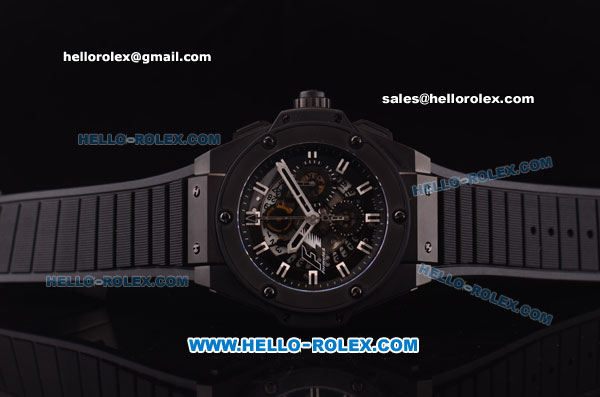 Hublot King Power F1 Swiss Valjoux 7750 Automatic PVD Case with Black Dial and Black Rubber Strap - Click Image to Close