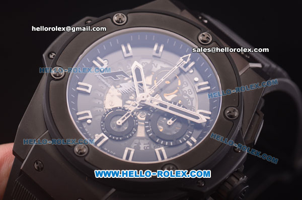 Hublot King Power F1 Swiss Valjoux 7750 Automatic PVD Case with Black Dial and Black Rubber Strap - Click Image to Close