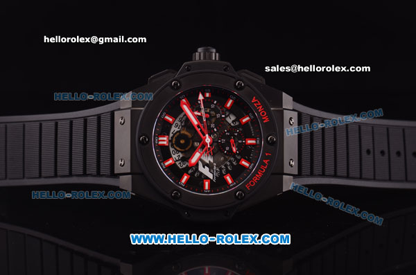 Hublot King Power F1 Swiss Valjoux 7750 Automatic PVD Case with Black Dial and Red Markers - Click Image to Close