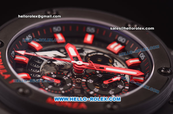 Hublot King Power F1 Swiss Valjoux 7750 Automatic PVD Case with Black Dial and Red Markers - Click Image to Close