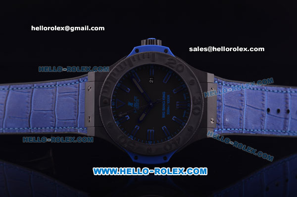 Hublot Big Bang King Swiss Valjoux 7750 Automatic Ceramic Case with Black Dial and Purple Rubber Strap - Click Image to Close
