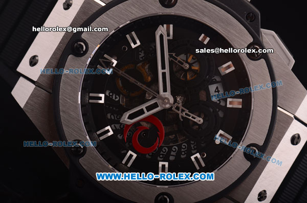 Hublot King Power Swiss Valjoux 7750 Automatic Steel Case with Black Dial and Black Rubber Strap - Click Image to Close