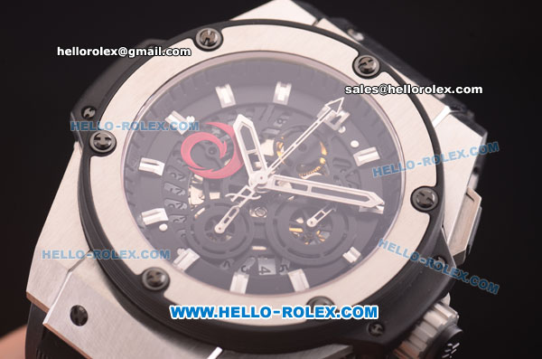 Hublot King Power Swiss Valjoux 7750 Automatic Steel Case with Black Dial and Black Rubber Strap - Click Image to Close