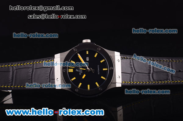 Hublot Classic Fusion Automatic Steel Case with PVD Bezel and Yellow Markers-ETA Coating - Click Image to Close