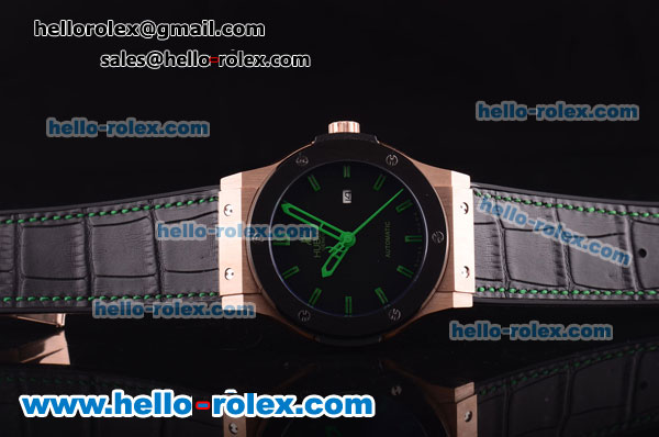 Hublot Classic Fusion Automatic Rose Gold with PVD Bezel and Green Markers-ETA Coating - Click Image to Close