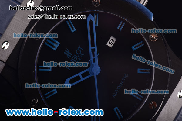 Hublot Classic Fusion Automatic PVD Case with Blue Dial and Blue Rubber Strap-ETA Coating - Click Image to Close