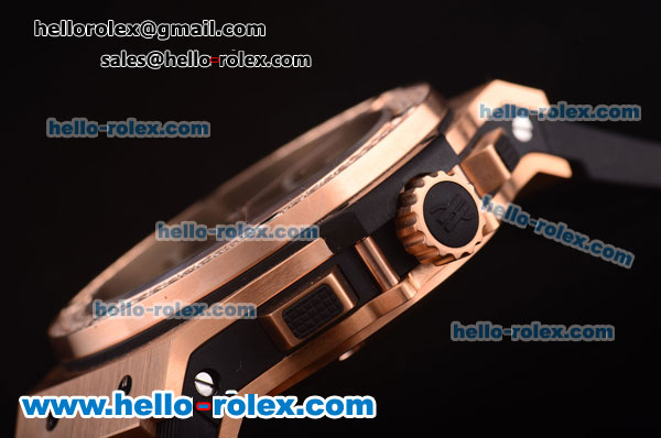 Hublot Big Bang Diamond Bezel Hub4100 Rose Gold Case with Black Dial and Black Rubber Strap-1:1 Original - Click Image to Close