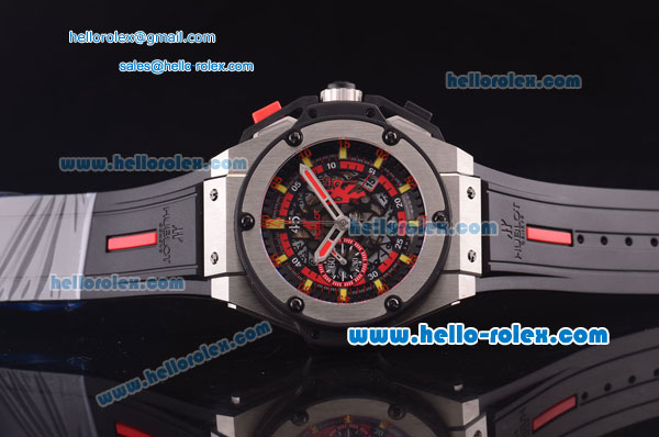Hublot Big Bang Manchester United Swiss Valjoux 7750 Automatic Steel Case with Skeleton Dial and Black Rubber Strap - Click Image to Close