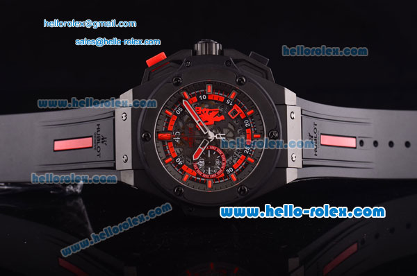 Hublot Big Bang Manchester United Swiss Valjoux 7750 Automatic Full PVD Case with Skeleton Dial and Black Rubber Strap - Click Image to Close