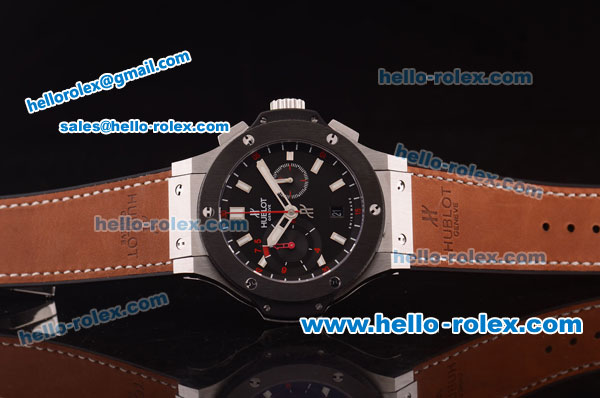 Hublot King Power Chronograph Swiss Valjoux 7750 Automatic Steel Case with PVD Bezel and Black Dial-Orange Rubber Strap - Click Image to Close