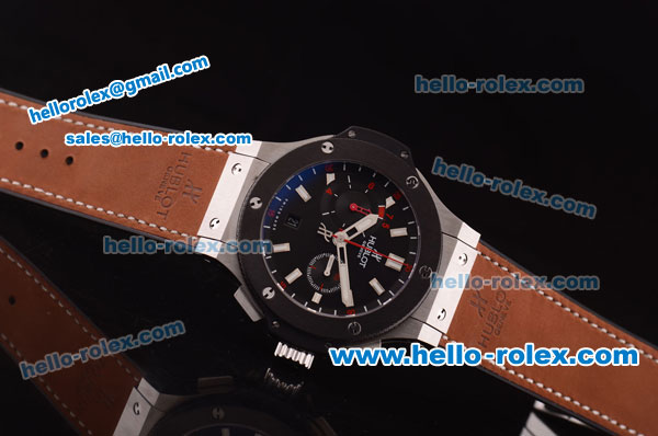 Hublot King Power Chronograph Swiss Valjoux 7750 Automatic Steel Case with PVD Bezel and Black Dial-Orange Rubber Strap - Click Image to Close