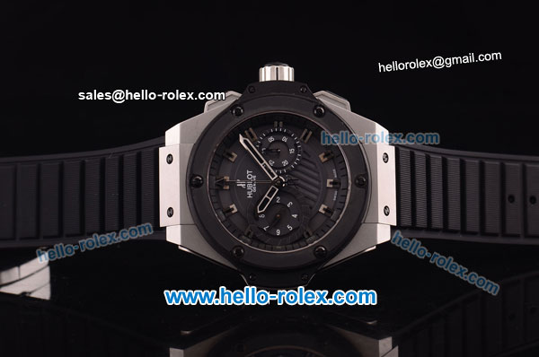 Hublot King Power Chronograph Swiss Valjoux 7750 Automatic Steel Case with PVD Bezel and Black Dial - Click Image to Close