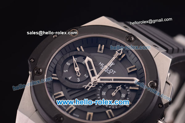 Hublot King Power Chronograph Swiss Valjoux 7750 Automatic Steel Case with PVD Bezel and Black Dial - Click Image to Close