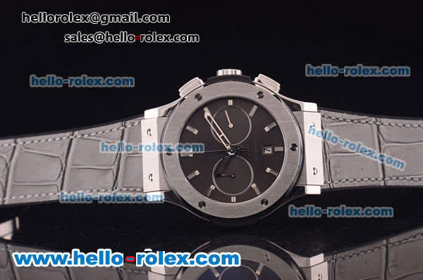 Hublot Classic Fusion Chronograph Swiss Valjoux 7750 Automatic Steel Case with Grey Dial and Black Rubber Strap - Click Image to Close