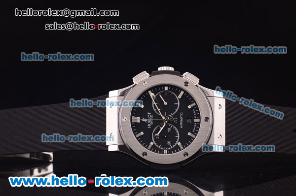 Hublot Classic Fusion Chronograph Swiss Valjoux 7750 Automatic Steel Case with Black Dial and Black Rubber Strap - Click Image to Close