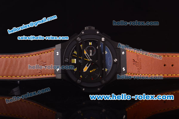 Hublot Big Bang Ghukker Bang Automatic PVD Case with Black Dial and Brown Rubber Strap - Click Image to Close