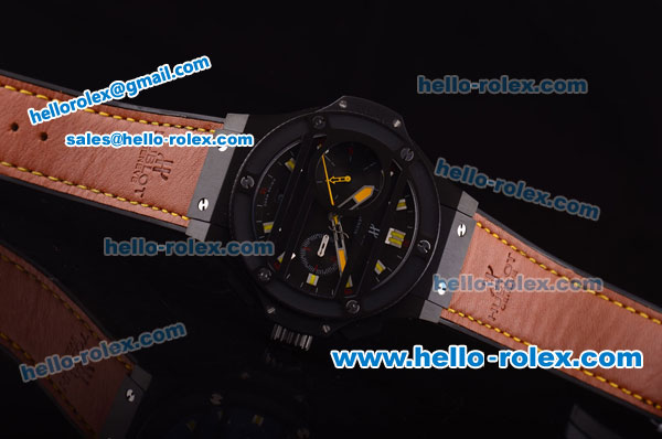 Hublot Big Bang Ghukker Bang Automatic PVD Case with Black Dial and Brown Rubber Strap - Click Image to Close