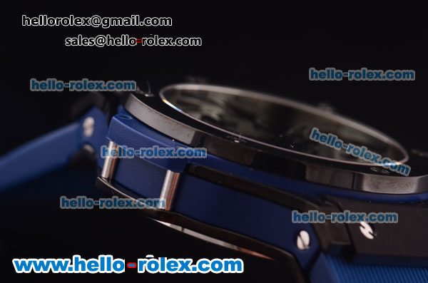 Hublot Big Bang Chronograph Quartz Movement PVD Case with Black Dial and Blue Rubber Strap - Click Image to Close