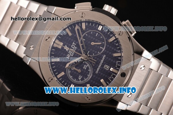 Hublot Classic Fusion Chrono Miyota Quartz Stainless Steel Case/Bracelet with Black Dial Stick Markers - Click Image to Close